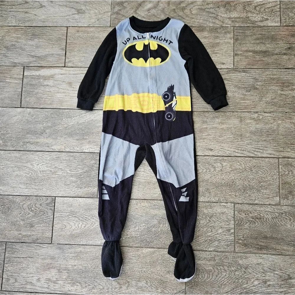 DC Comics Batman Kids One Piece Pajama Black and Gray